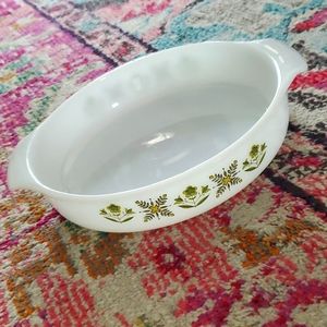 Vintage Anchor Hocking Fire King Green Meadow Baking Dish 9"